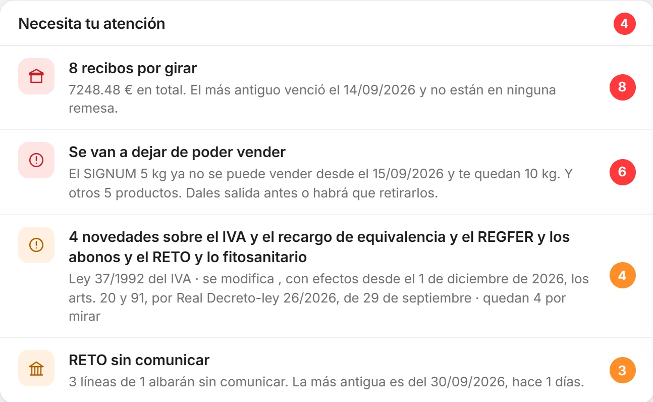 «Necesita tu atención»: 8 recibos por girar, productos que se van a dejar de poder vender y novedades de normativa